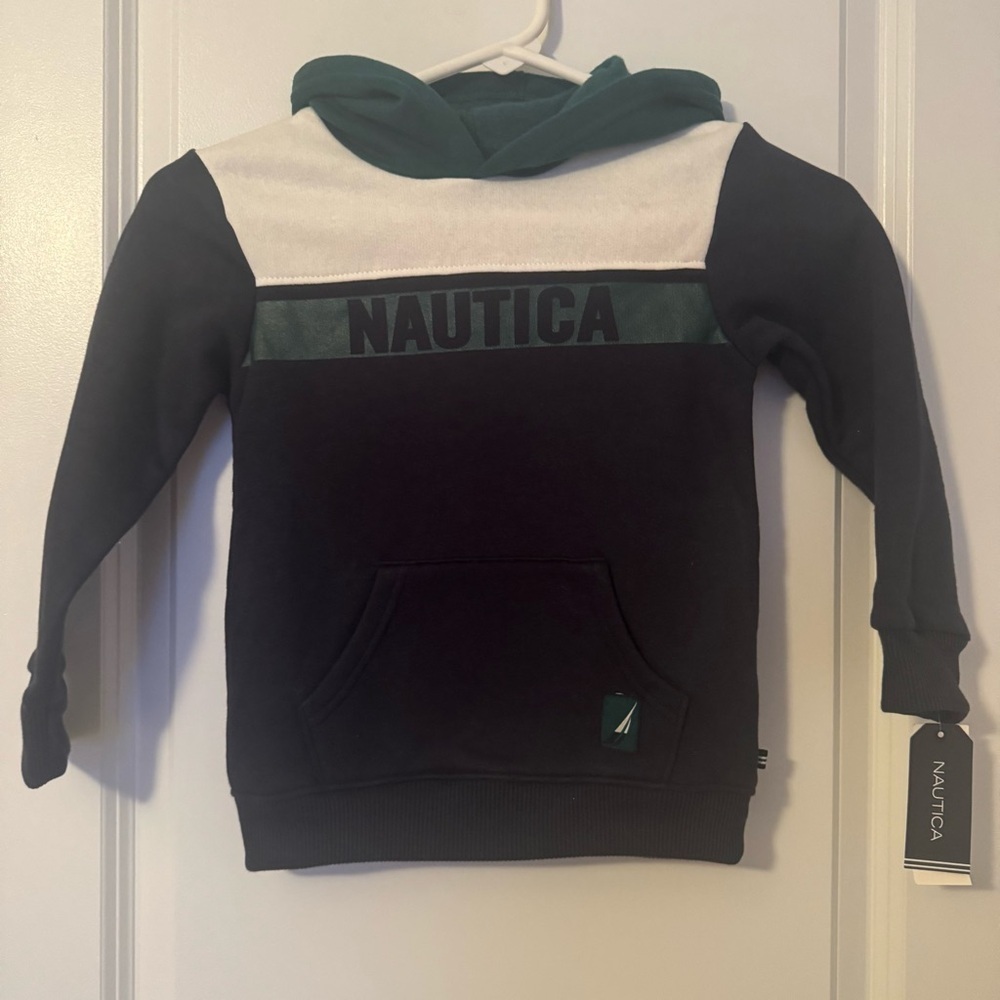 Nautica Kids' Navy and Green Logo Hoodie